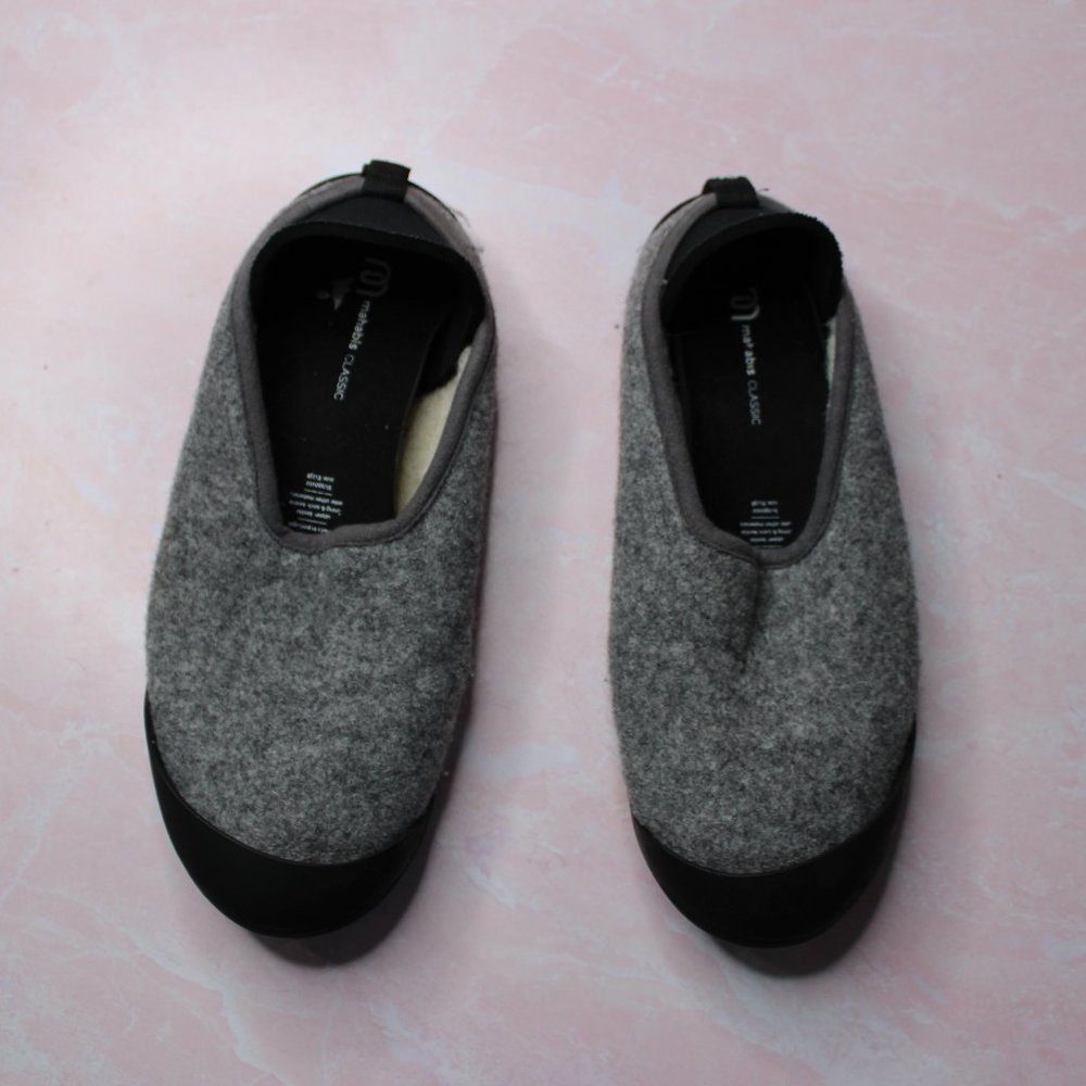 Mahabis Grey Wool Removable Sole Slippers sz 38